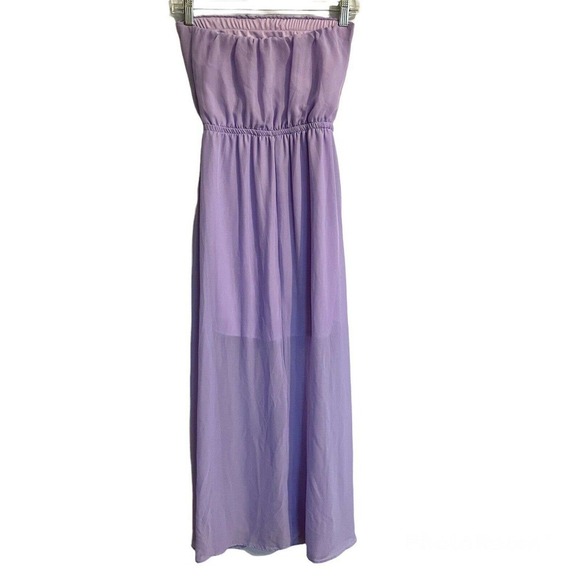 Charlotte Russe Small Strapless Maxi Dress Purple Sheer Party Dance… - Picture 3 of 7